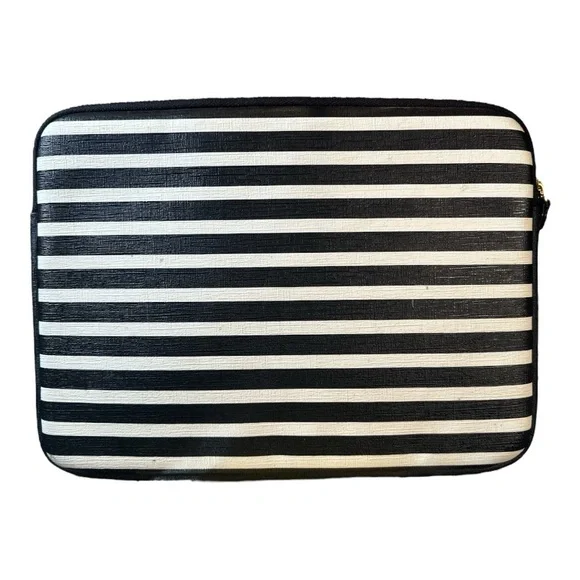 Kate Spade Black and White Striped Laptop/Tablet Sleeve EUC - Picture 2 of 10